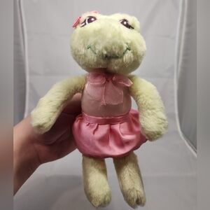 6” Aurora Frog wearing Pink Dress and Bow Plush Stuffed Animal